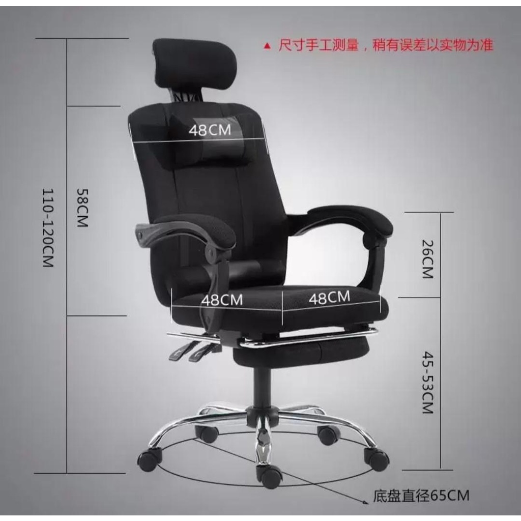 Kursi Kantor Hidrolik Sandaran Kepala Headrest Plus Bantal Kursi Kerja Armrest Naik Turun