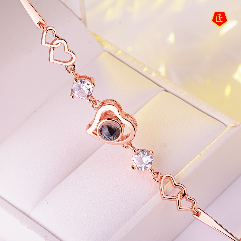 [Ready Stock]Simple Elegant Heart-Shaped 925 Silver Bracelet