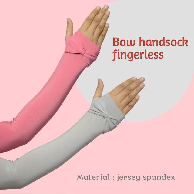 Bow handsock fingerless, manset jempol pita sepasang (2pcs)