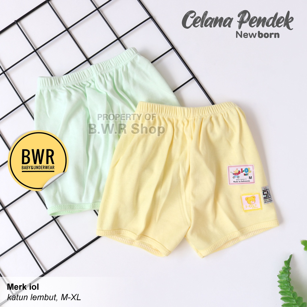 Celana IOL PENDEK Warna Polos / Celana Anak SML Katun Karet Kerut  | Bwr