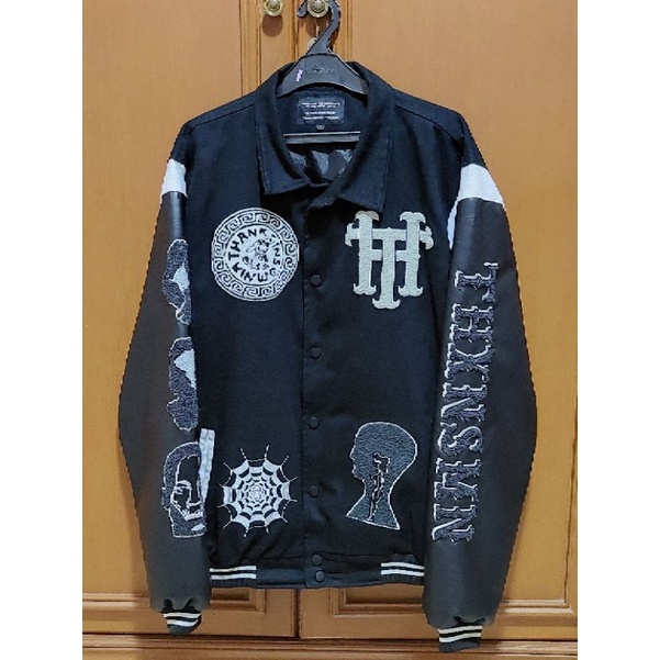 Thanksinsomnia Varsity Jacket Sredher Black White Original Murah Mulus