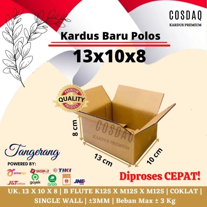

KARDUS 13x10x8 cm BARU POLOS KUAT KARTON BOX DUS COKLAT PACKING MURAH 13 x 10 x 8 cm