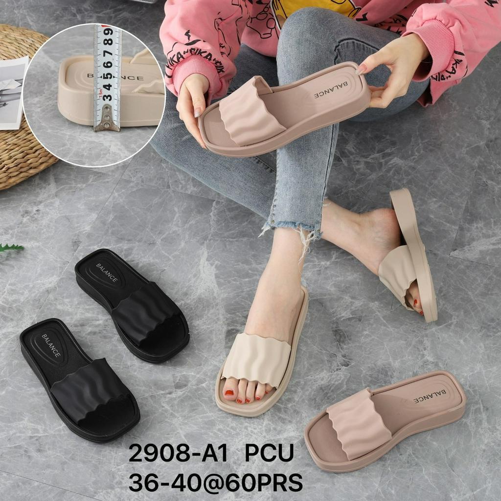 Sandal Selop Wanita Karet Import BALANCE  Motif Rajut / 2908-A1