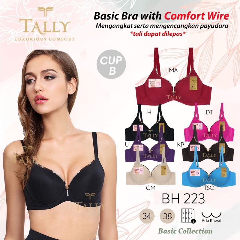 TALLY BRA BH 223 | CUP B | ADA KAWAT | BUSA SEDANG | SIZE 34 - 38