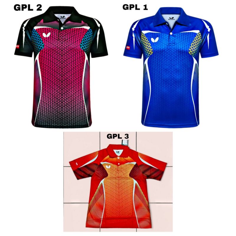 JERSEY BAJU KAOS OLAHRAGA TENIS MEJA BUTTERFLY IMPOR KODE WARNA GPL