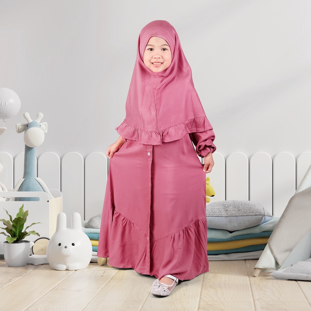 Set Gamis Muslim Anak Usia 1 Sampai 2 Tahun Bahan Rayon Jasmin