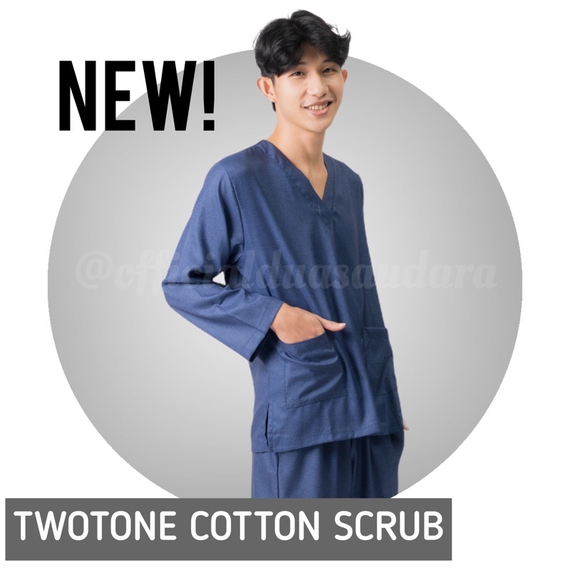 [TWO TONE COTTON] SCRUB LENGAN PENDEK / BAJU JAGA/ BAJU OKA/ SCRUB DOKTER/ BAJU OKA DUA SAUDARA