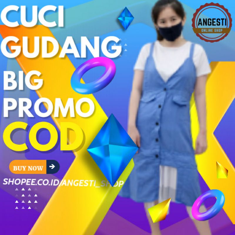 VINI LIGHTBLUE GROSIR BAJU REMAJA Midi Dress Dres Korea Vintage Jumbo Muslim Rayon Moela Busui Polos