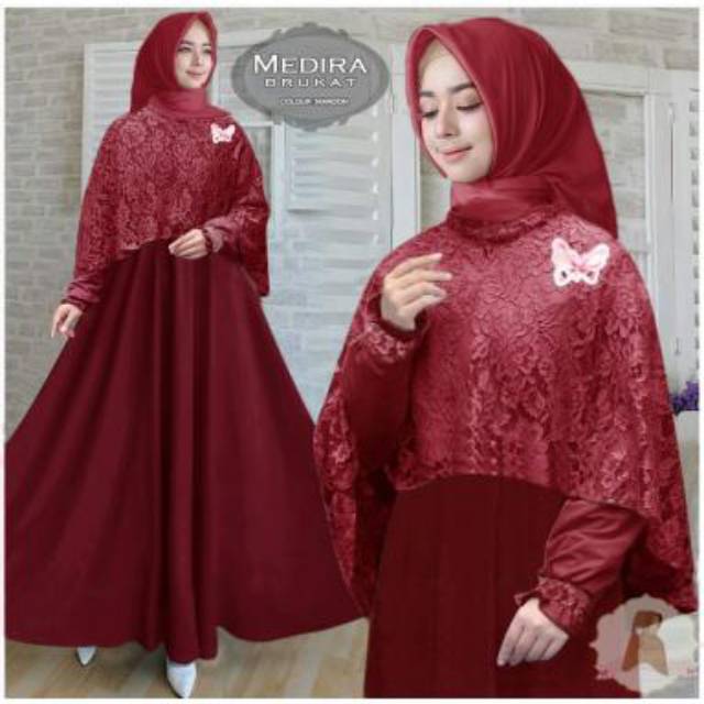 Gamis Medira syari ori Ep - gamis friendly jumbo - gamis big size murah - maxi brukat size jumbo