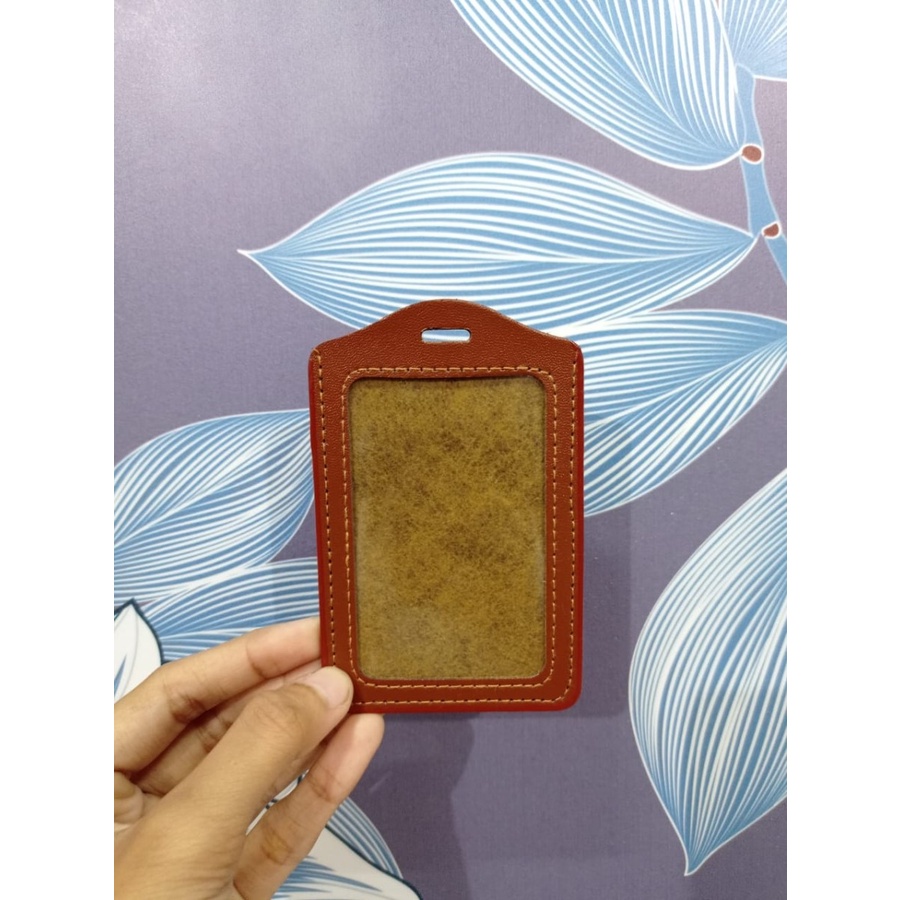 

Tempat Id Card Holder 1 Sisi Kulit Sintetis Warna COKLAT/Name tag / Lanyard Murah
