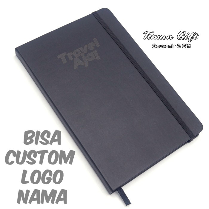 

[RESTOCK] Classic Notebook A5 Buku HardCover Agenda Hard Cover Custom Logo Nama - Hitam, Tanpa Cetakan