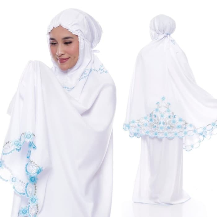 Mukena bordir pinggul raisa warna bahan katun mikromukena best seller