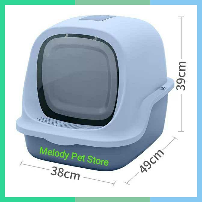 Tempat Pasir Kucing Cat Litter Box Otomatis Door Bak Pasir Kucing Biru