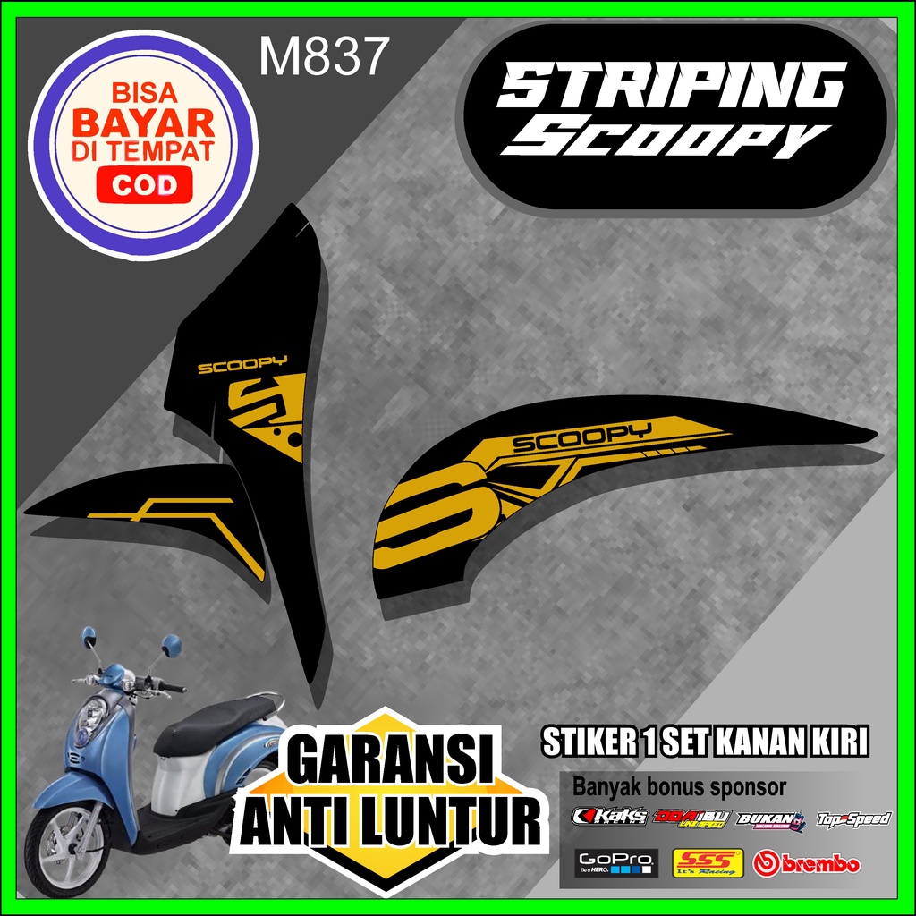 striping SCOOPY KARBU kode M837 - stiker sticker setiker variasi lis motor honda SCOOPY KARBU simpel