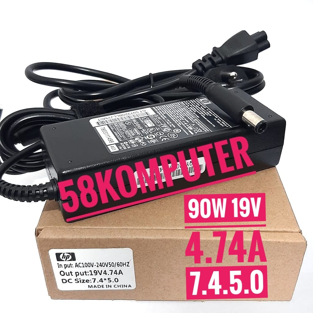 Adaptor Charger Casan Laptop Hp Elitebook 8460p 8470p 8440p 8560p 8760p 8460w 2530p 2730p 2540p 2740p 2760p 19V 4.74A 7.4*5.0MM 90W