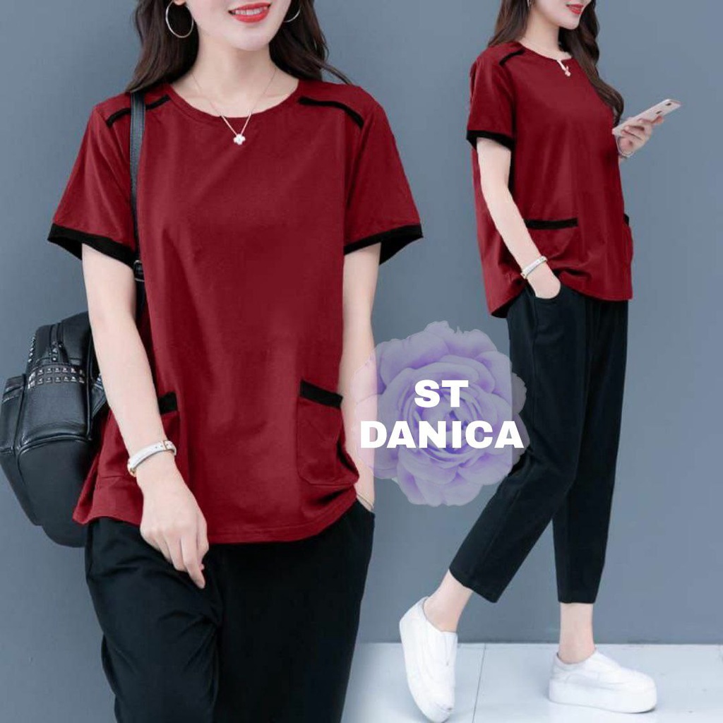 ST DANICA SETELAN FASHION WANITA LENGAN PENDEK / SET TERLARIS TERBARU / SET PESTA BAJU CELANA