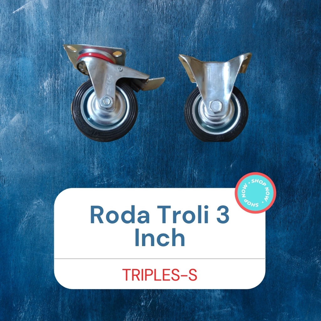 Roda Troli 3 inch Roda Karet Roda Etalase 3 inch Roda Troli