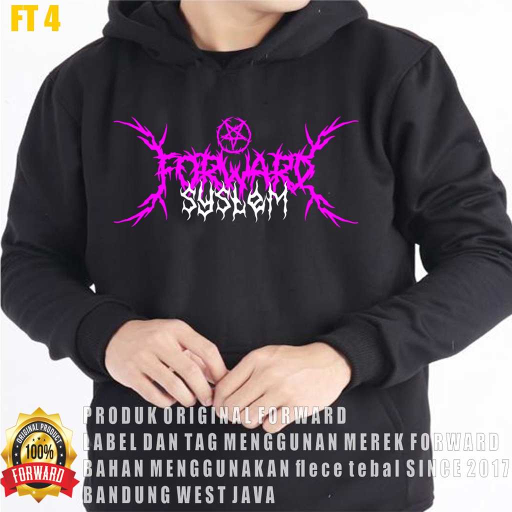 FORWARD SYSTEM - Sweater Hoodie Jumper Black &amp; Cream Motif Aesthetic Pria Bahan Katun Fleece Premium Lanzclothing FT4