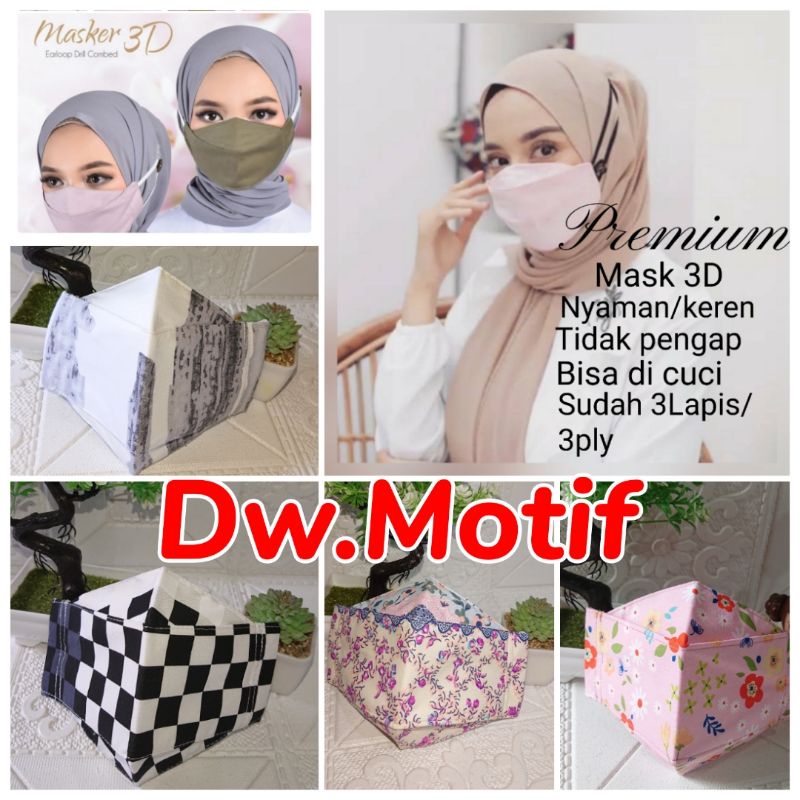 MASKER 3D DEWASA 3PLY EARLOOP/HIJAB