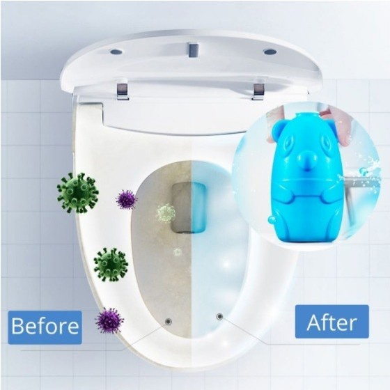 Beruang Kloset Pembasmi Kuman Toilet Cleaner Pembersih Penyegar WC Closet Kloset Toilet 60 Hari Toilet Cleaner Magic Automatic Flush / Pembersih Penyegar Anti Kerak Kloset Duduk tabung Beruang Penyegar Toilet Automatic Closet Cleaner Blue Clean Pembersih