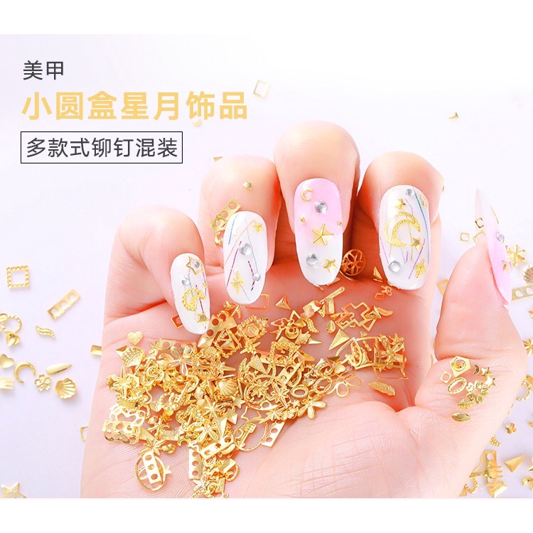 【 COD 】Nail Whell Nail Art/ Hiasan Kuku 3d Nail Art Gold / Aksesoris Nail Art 3d Gold