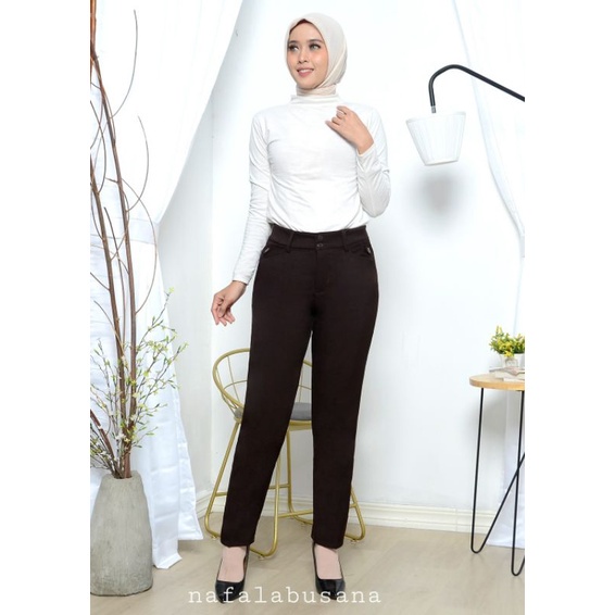 CELANA KANTOR FORMAL KERJA WANITA SLIMFIT BAHAN DASAR KAIN