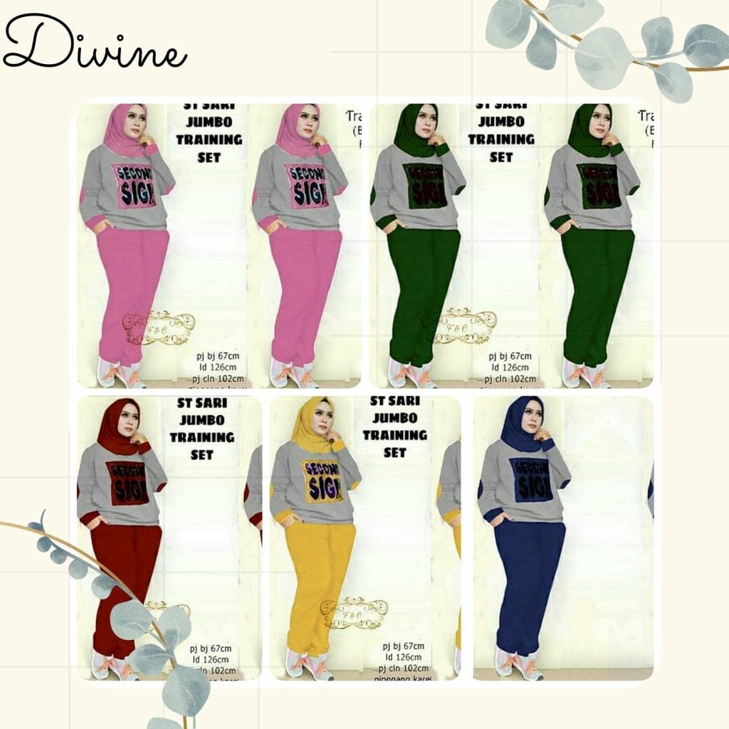 SET SARI JUMBO SETELAN BAJU PAKAIAN OLAHRAGA SENAM JUMBO BIGSIZE WANITA MUSLIM