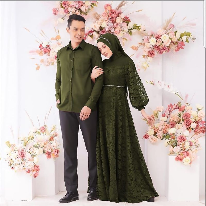 CP ZULAIKHA MUTIARA, COUPLE PASANGAN, BRUKAT MOSCREPE PREMIUM, GAMIS HIJAB MUSLIM, MAXY DRESS