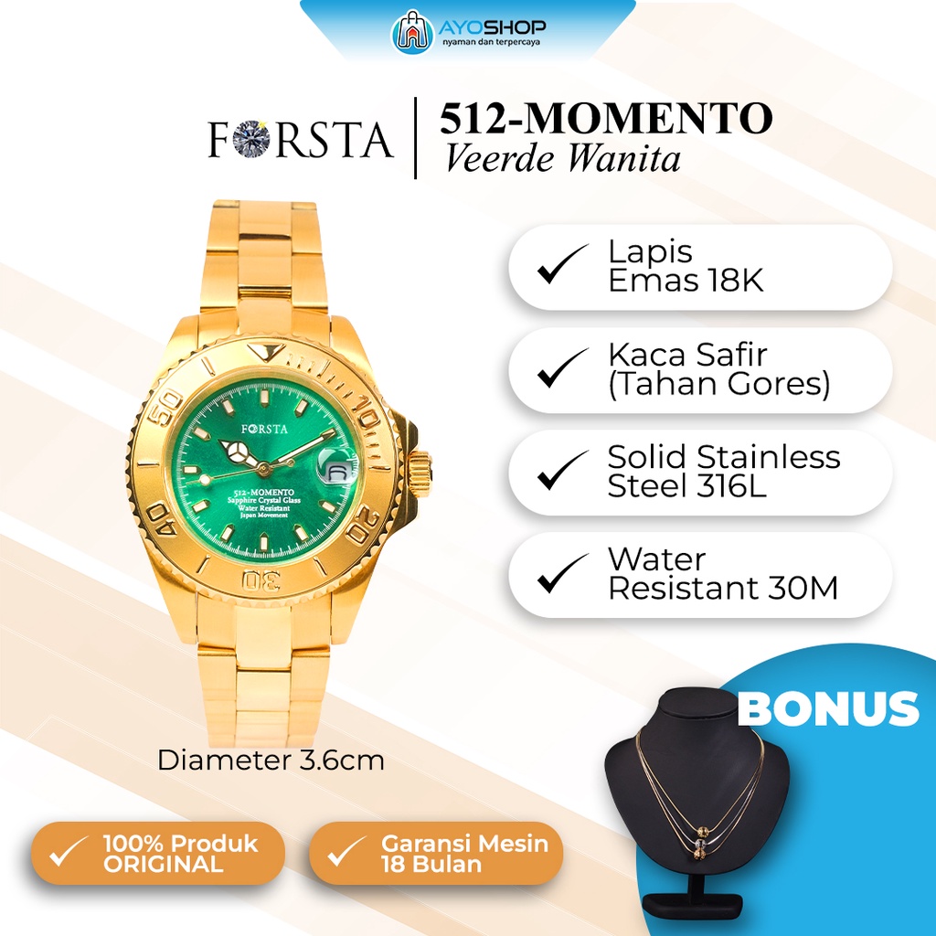 Jam Tangan Wanita Forsta 512-Momento Veerde Woman