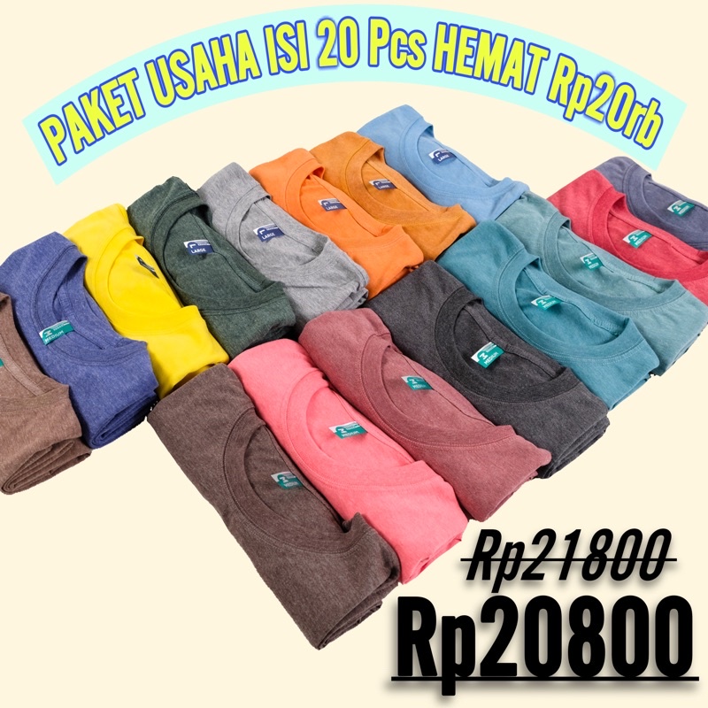 PAKET GROSIR ISI 20 PCS KAOS POLOS MISTY TWOTONE 30S PAKET USAHA SABLON KAOS DISTRO