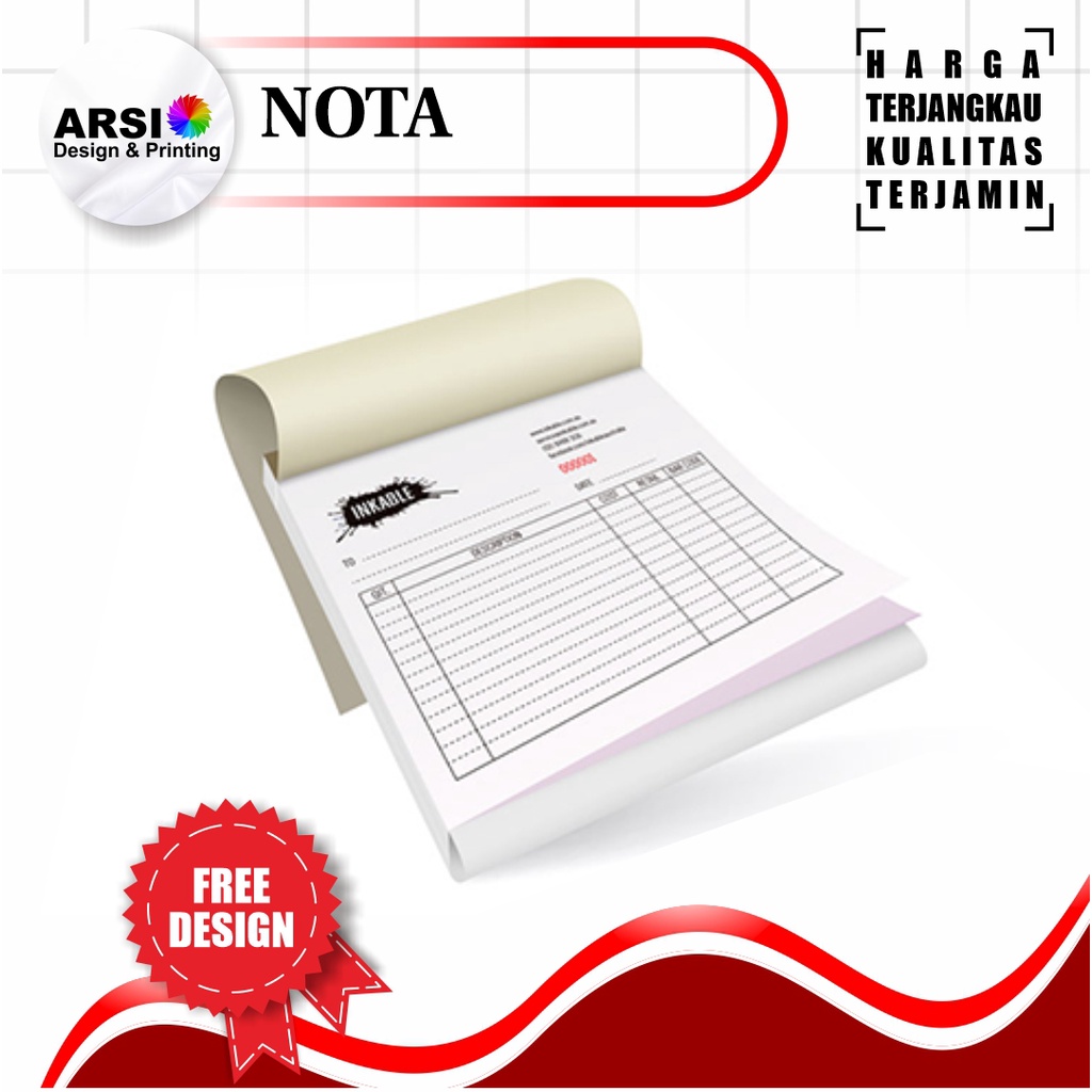 

CETAK CUSTOM NOTA UK 1/2 HVS A4 (A5) 1 RIM NOTA RESEP , NOTA OLSHOP, NOTA PEMBAYARAN