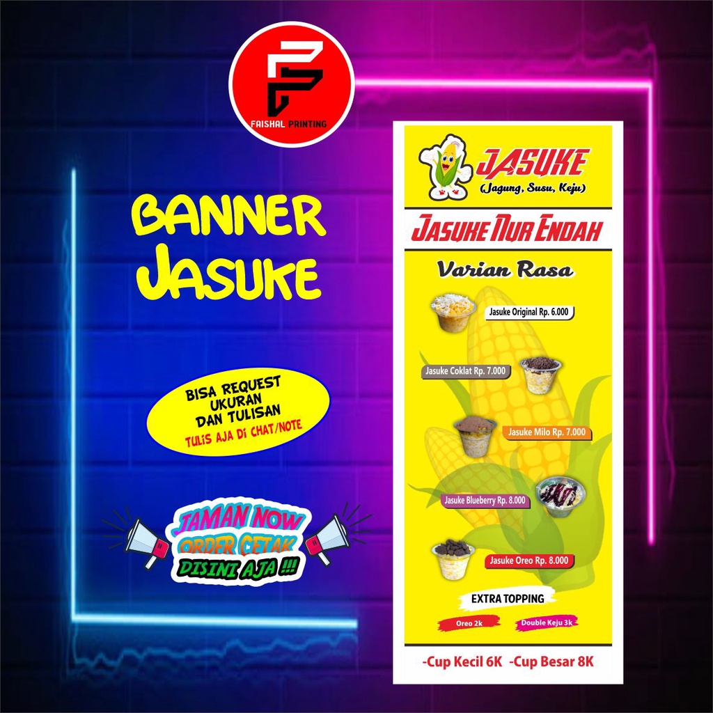 Spanduk Jasuke / Banner Makanan Jasuke / Spanduk Kustom Ukuran 0.6 x 1.6 meter