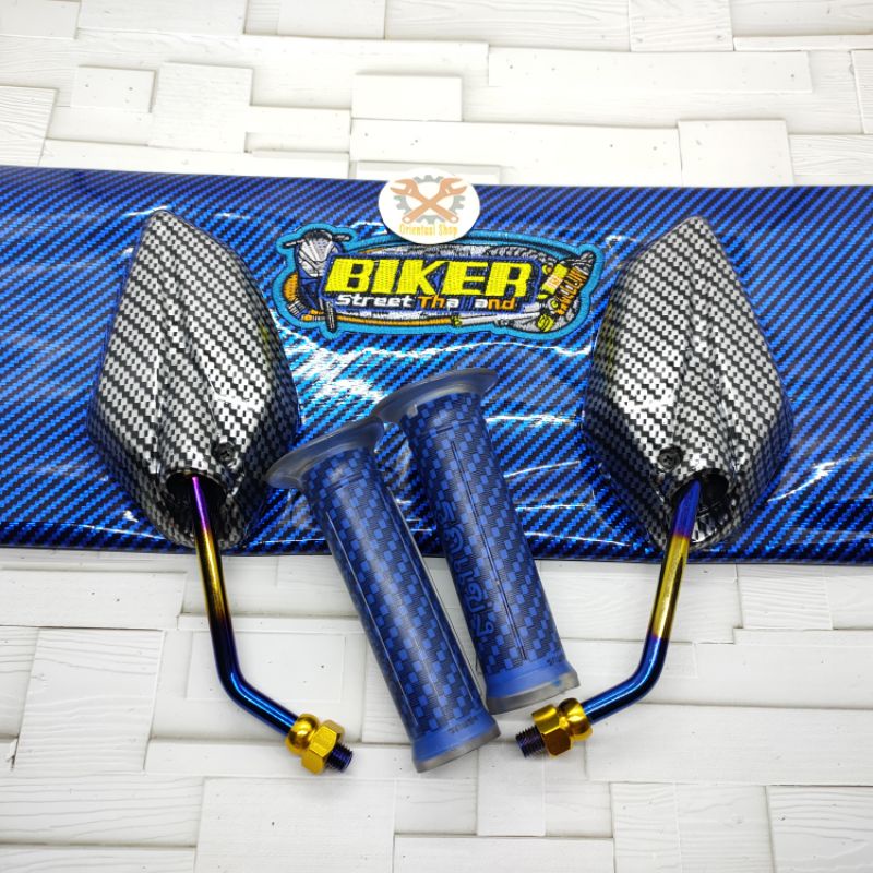 Spion two tone Jupiter carbon Derat yamaha+kulit jok biker+handgrip carbon universal Yamaha