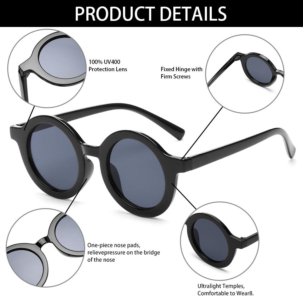 Lily Kids Sunglasses Retro Kacamata Matahari Bingkai Bulat Kacamata Perlindungan Pantai