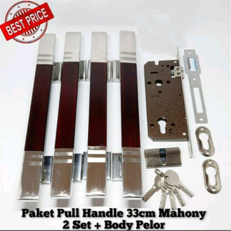 Handel pintu rumah 1 set kunci lengkap - Tarikan Gagang pintu rumah stainless 33cm