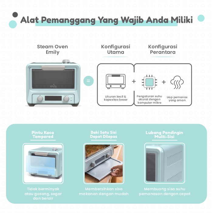 Emily Electric Mini Steam Oven 15L / Oven Listrik Digital ETO-15201