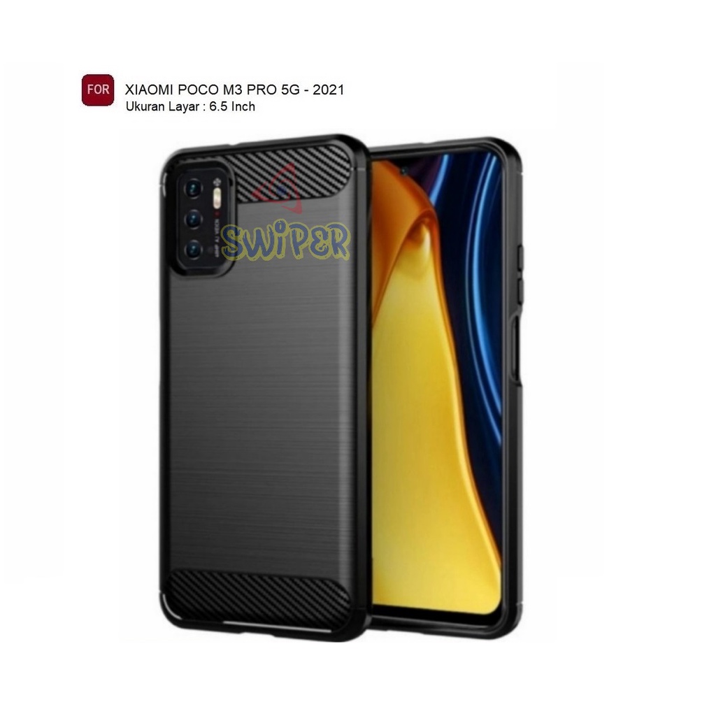 Case Ipaky Carbon Fiber XIAOMI POCO M3 PRO 5G 6.5" 2021 Softcase TPU BLACK