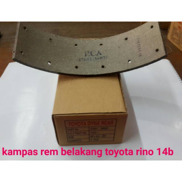 Kampas rem belakang toyota rino 14b