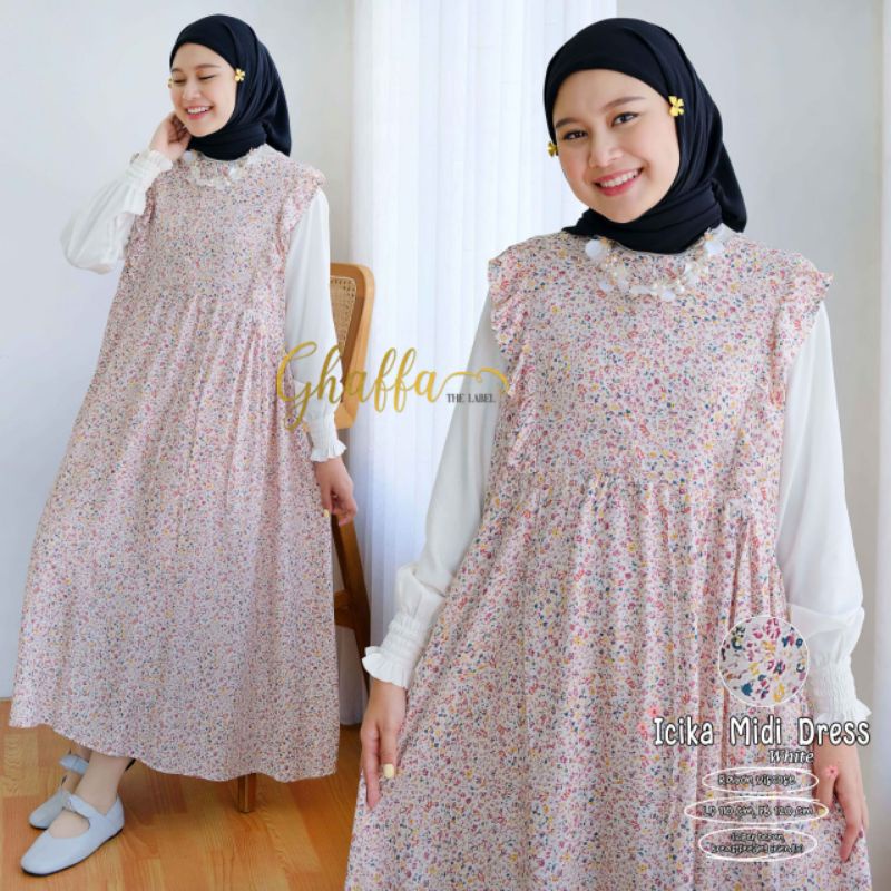 ICIKA MIDI DRESS BY GHAFFA THE LABEL (MIDI MOTIF WANITA MUSLIMAH / Dress rayon viscose adem