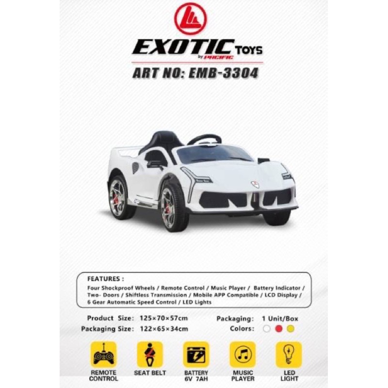 KHUSUS GOSEND Mainan Anak Mobil Aki Exotic EMB 3304 Sport Car sedan