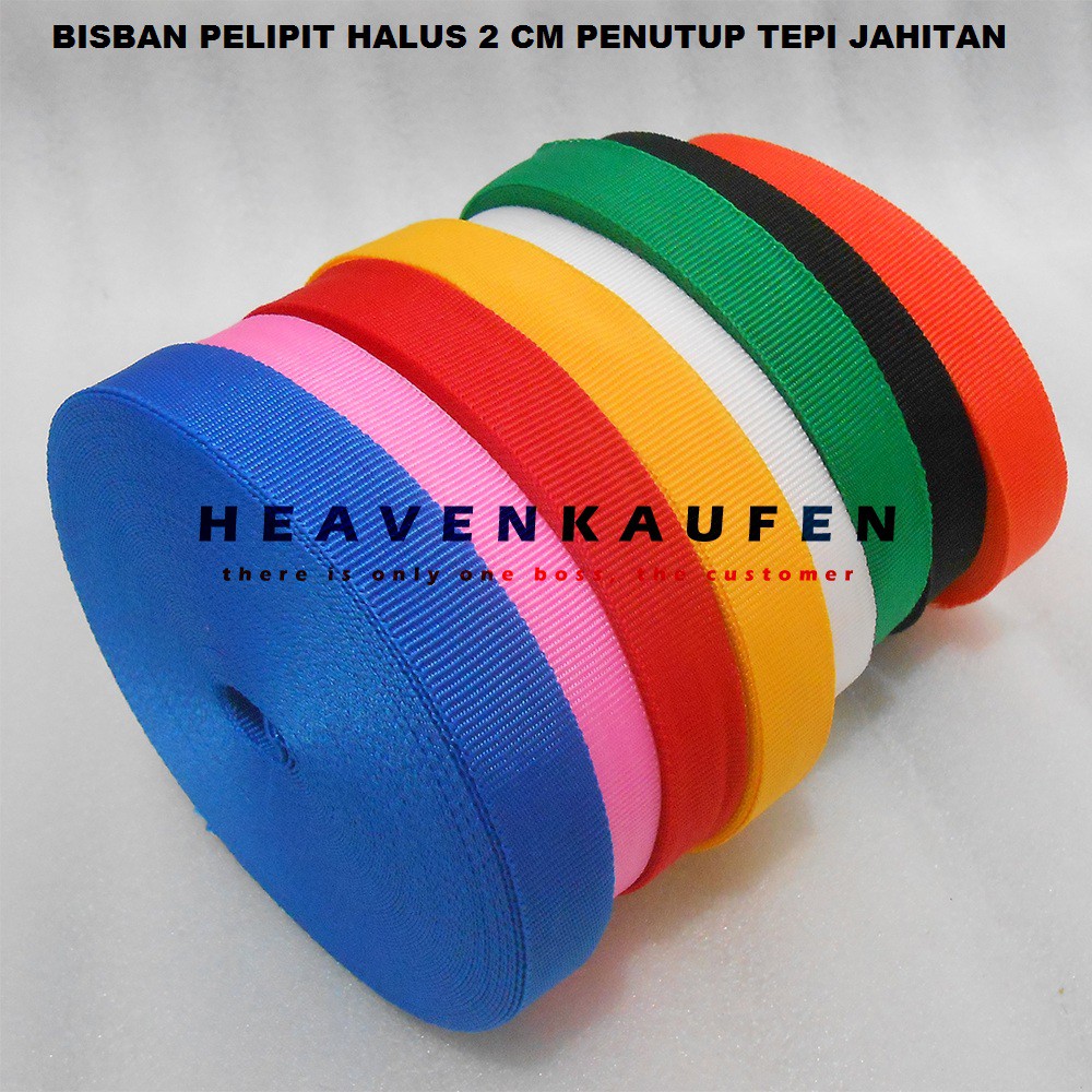 Bisban Pelipit 2 cm Halus Warna Bungkus / Penutup Tepi Jahitan Harga Per Rol