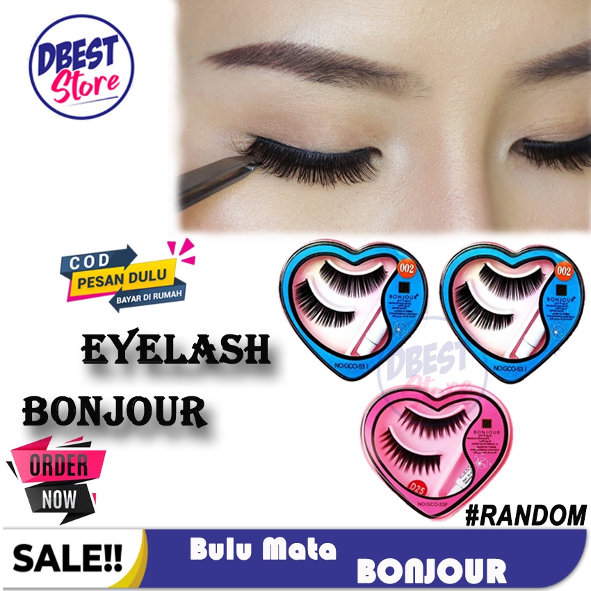 DBEST - BAYAR DI TEMPAT /BISA COD ⭐BAGUS⭐ BONJOUR BULU MATA PALSU MURAH GRATIS LEM BULU MATA - RANDOM