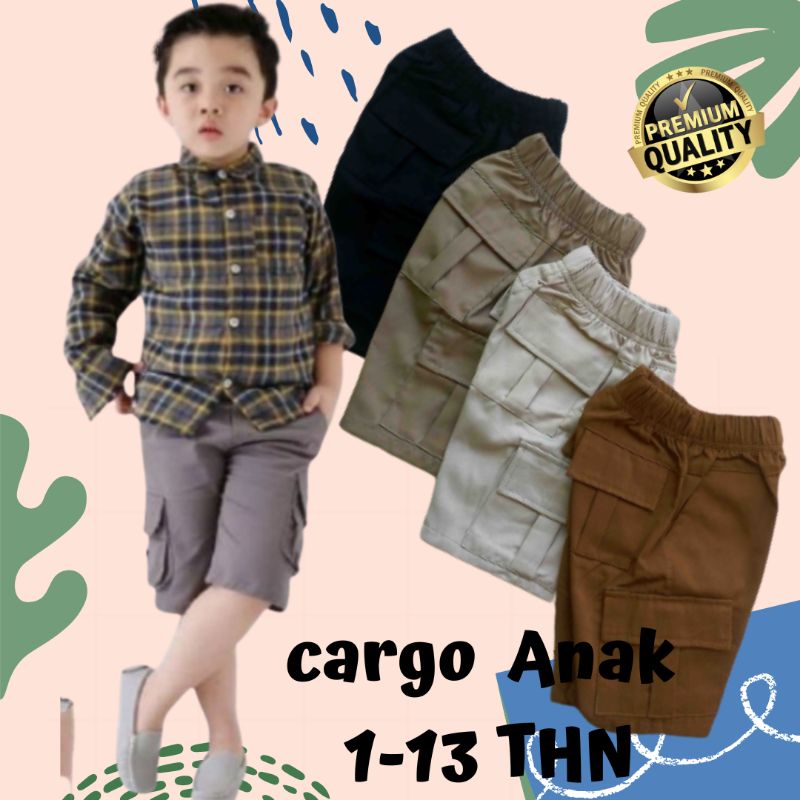 celana cargo pendek anak laki laki usia 1 2 3 4 5 6 7 8 9 10 11 12 13 tahun