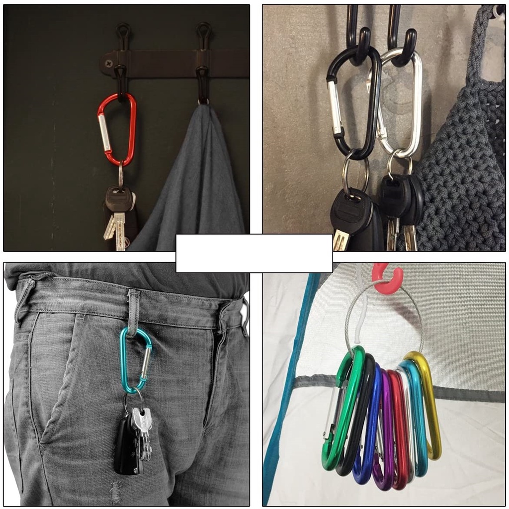 1pc Carabiner Bentuk D Bahan Aluminum Lapis Nikel Untuk Climbing / Camping / Hiking / Outdoor