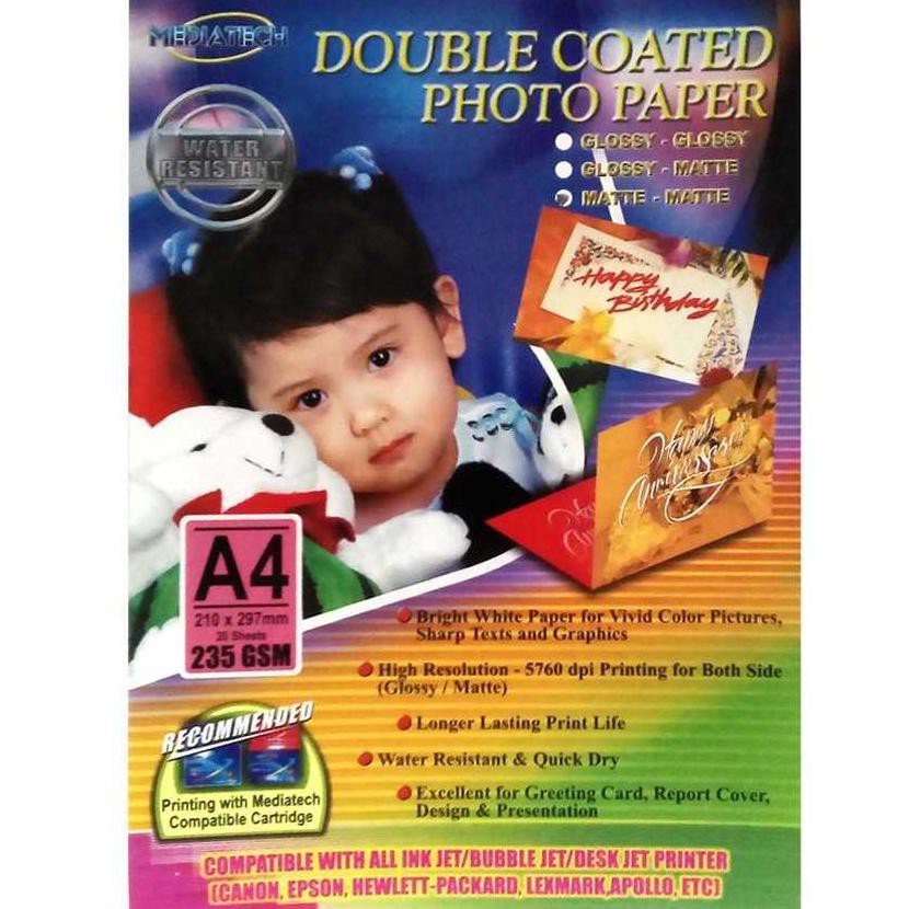 

Mediatech Double Coated Photo Paper A4 235 Gsm Matte Matte - 20 Sheet J-Clickn Segera Dapatkan