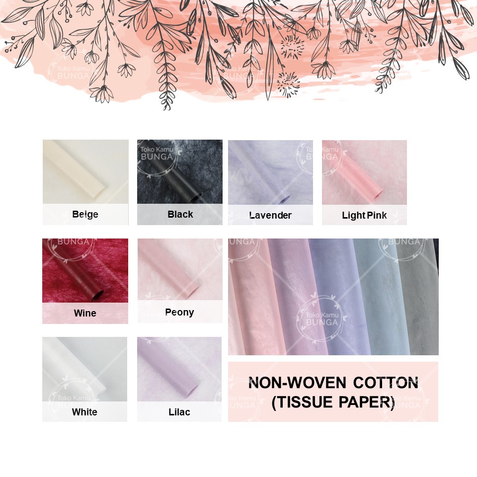 

[5 Lembar] Non-Woven Cotton Linen Craft Paper | Flower Wrap / Kertas Bunga