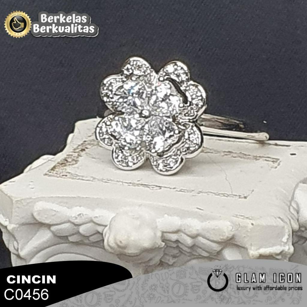 Cincin Wanita mata bunga clover dabel C0456 CCS