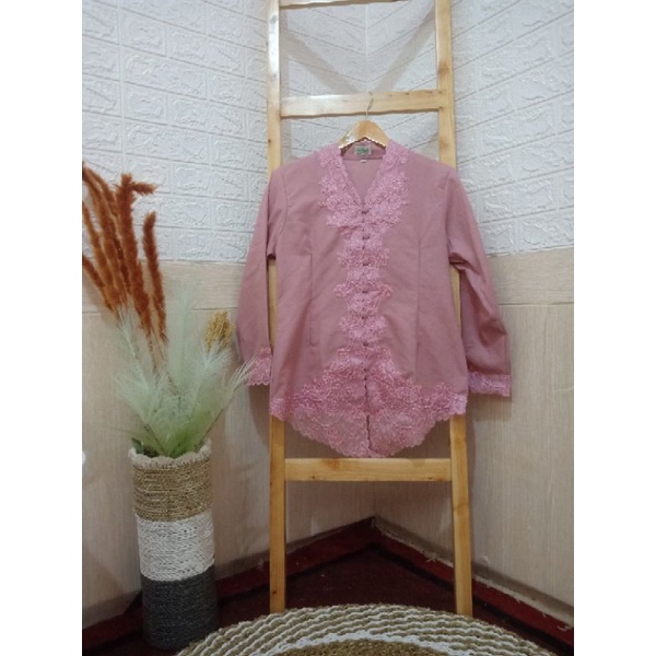 Alantasik - kebaya encim bordir putih tangan panjang LN /KEBAYA SULAM Senada/ R.6 /R.7-dusty