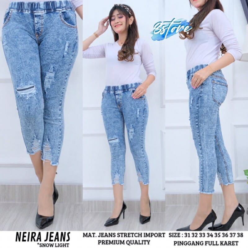 SIZE 31-42!! NEIRA JEANS JEGGING 7/9 VARIASI SOBEK TIDAK TEMBUS.PPY