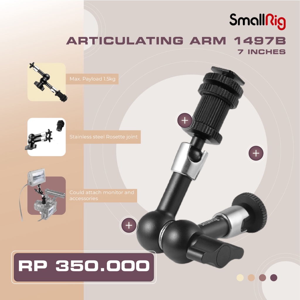 SmallRig Articulating Rosette Arm 7In Long with Cold Shoe Magic